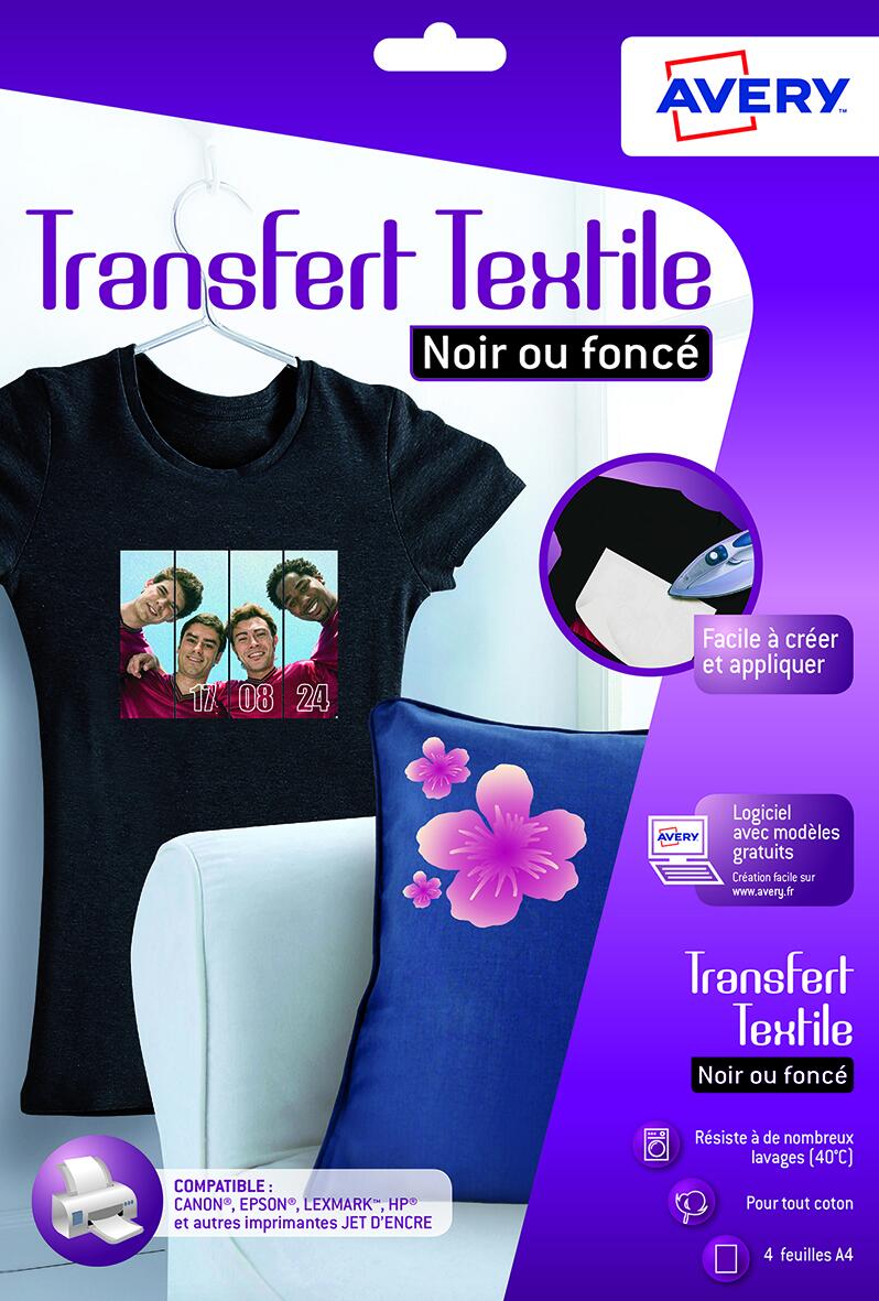 Papier transfert textiles clairs : 10 transferts A4 21x29,7